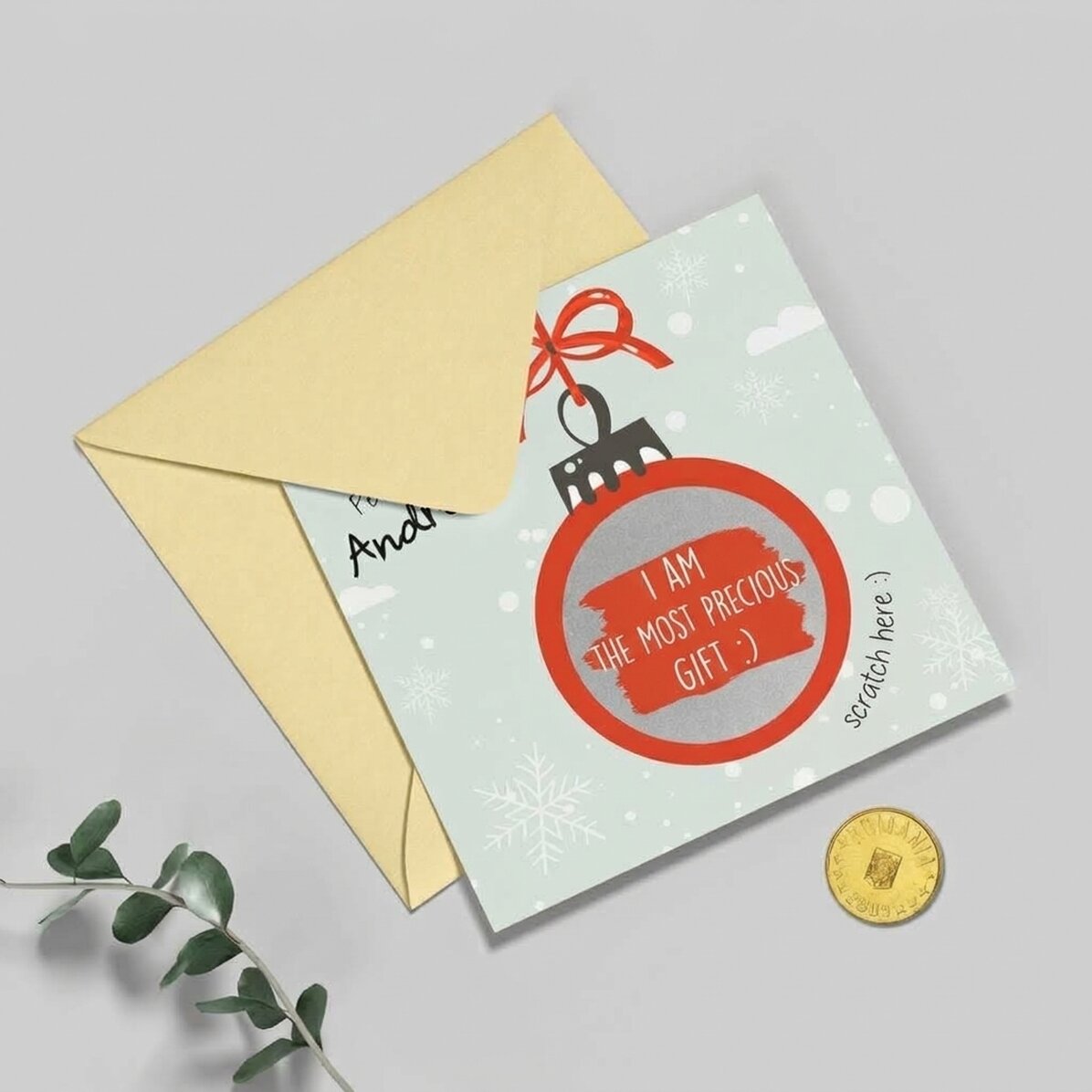 Gepersonaliseerde kraskaart met kerstboodschap