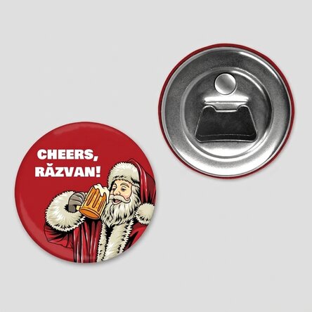 Flessenopener met magneet, gepersonaliseerd met tekst - Kerstman