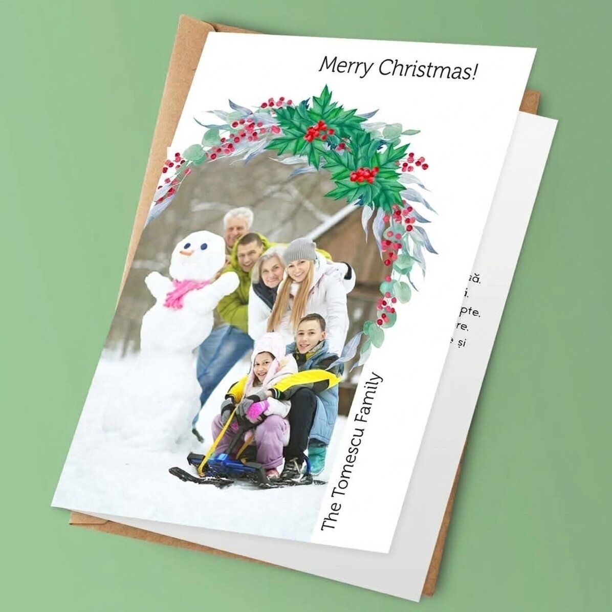 Gepersonaliseerde wenskaart met foto en tekst - Vrolijk Kerstfeest
