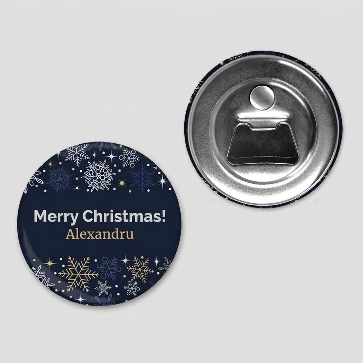 Flessenopener met magneet, gepersonaliseerd met tekst - Kerstkader