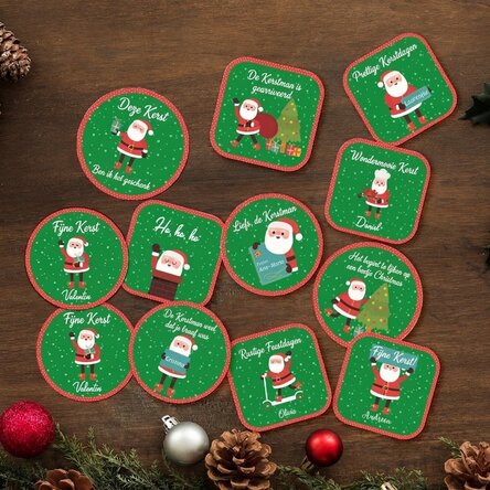 Set van 12 gepersonaliseerde stickers (zelfklevende etiketten) - Kerstman
