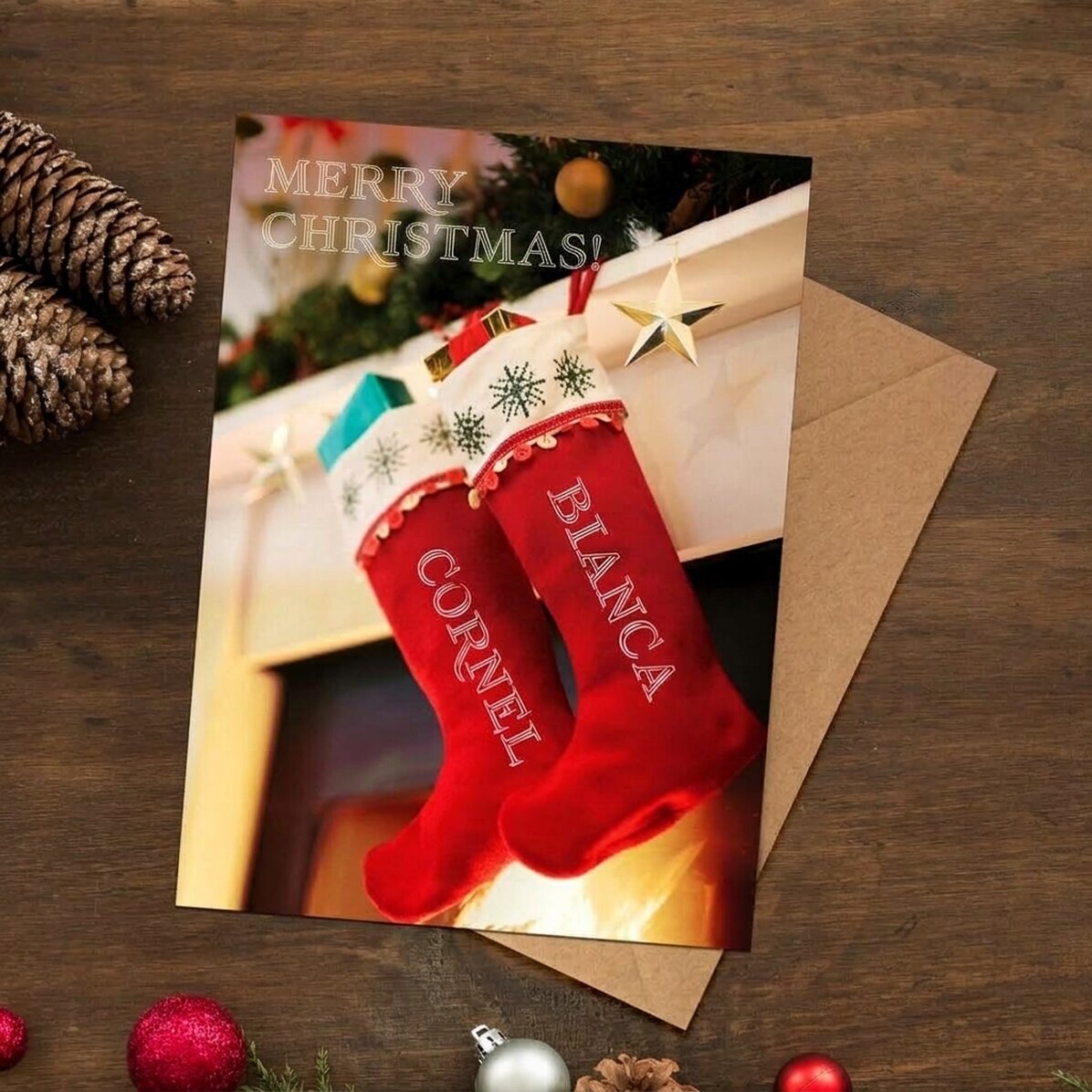 Gepersonaliseerde magnetische wenskaart met kersttekst - De magie van Kerstmis