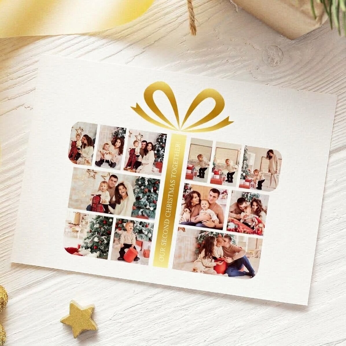 Gepersonaliseerde magnetische wenskaart met 12 foto