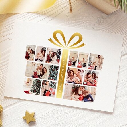 Gepersonaliseerde magnetische wenskaart met 12 foto's en tekst - Gift Box