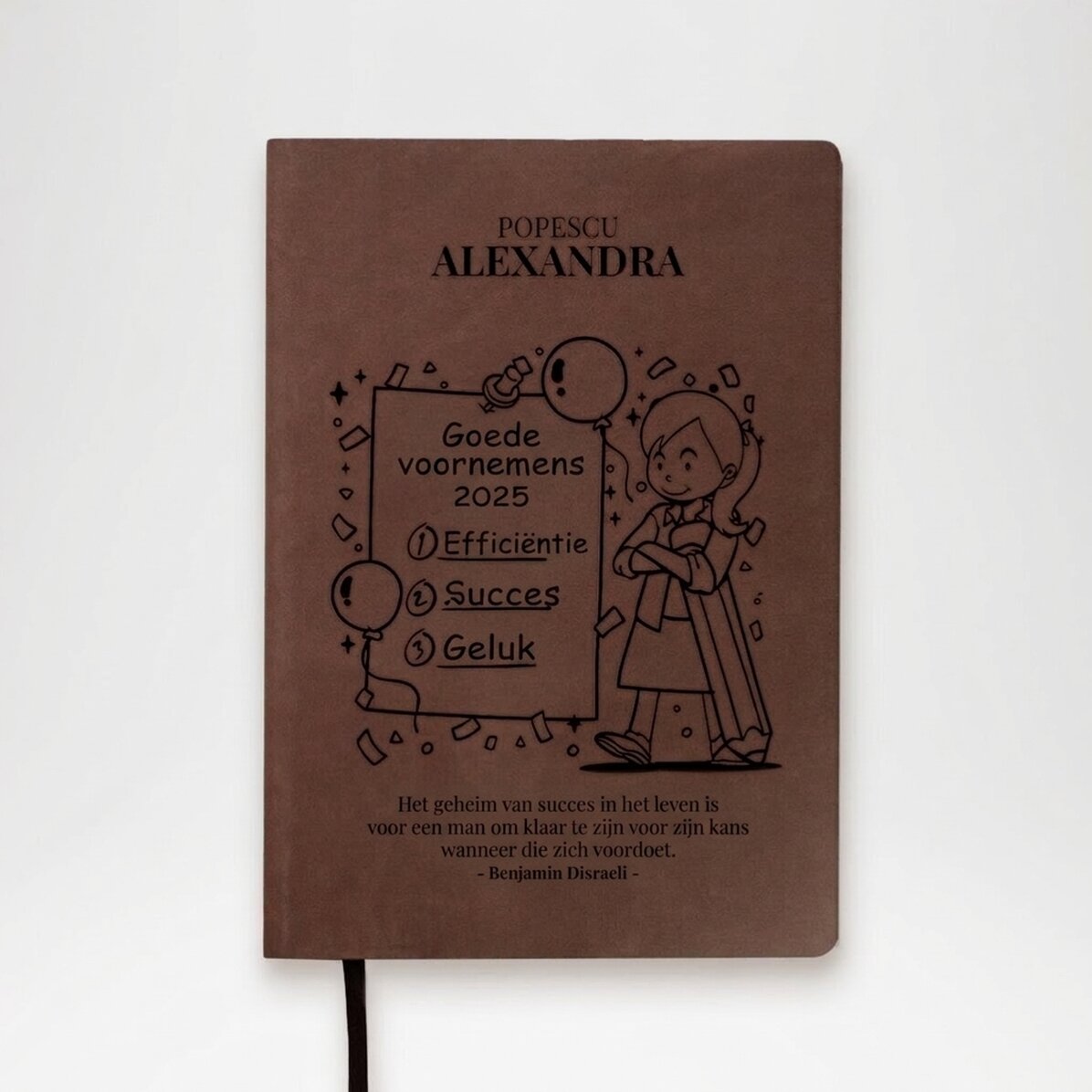 Gepersonaliseerde leren agenda met motiverende quote - Nieuwjaarsvoornemens voor haar