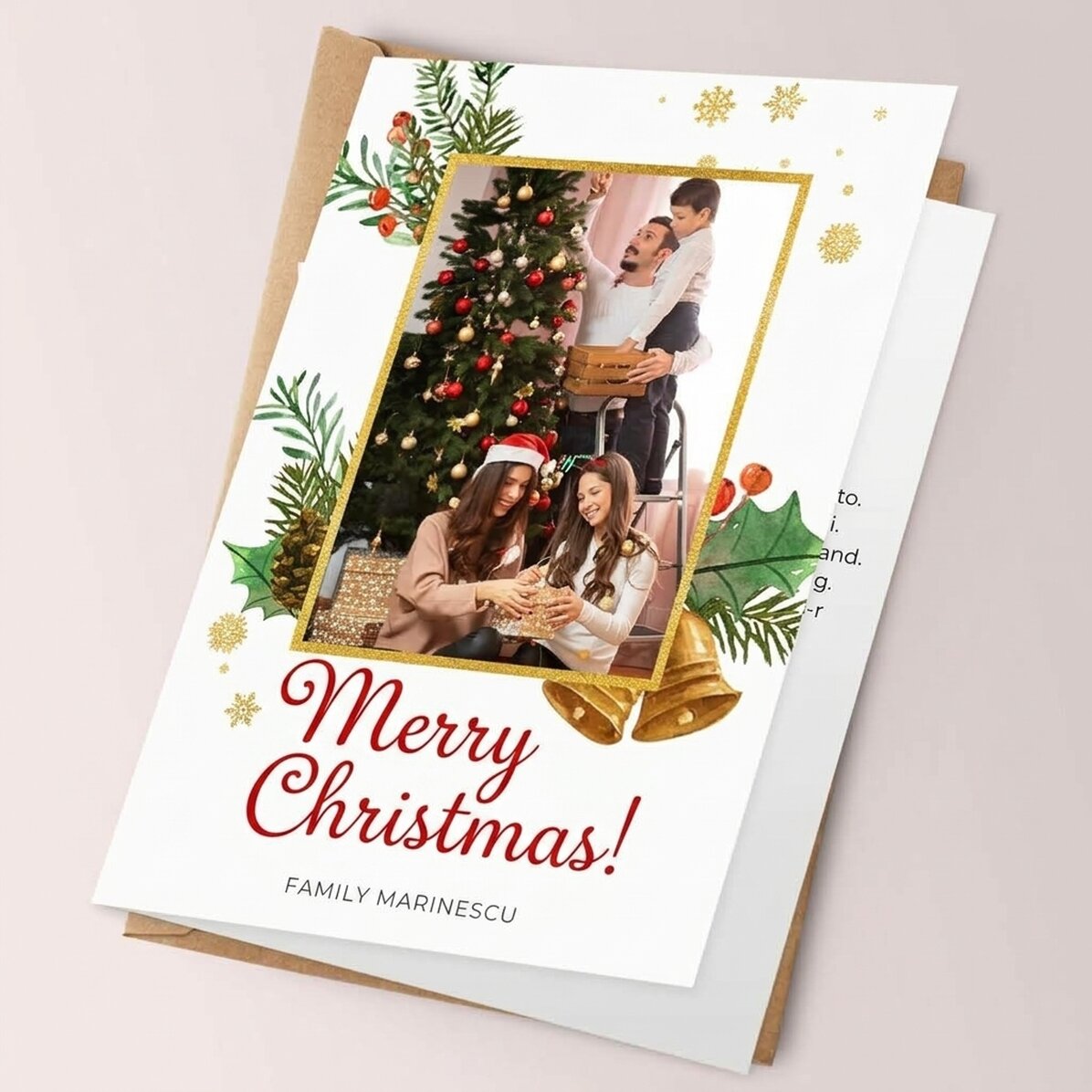 Gepersonaliseerde kerstkaart met foto en tekst - Glitterkader