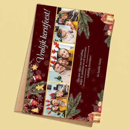 Gepersonaliseerde kerstkaart met 3 foto’s en tekst – Cadeau voor het gezin