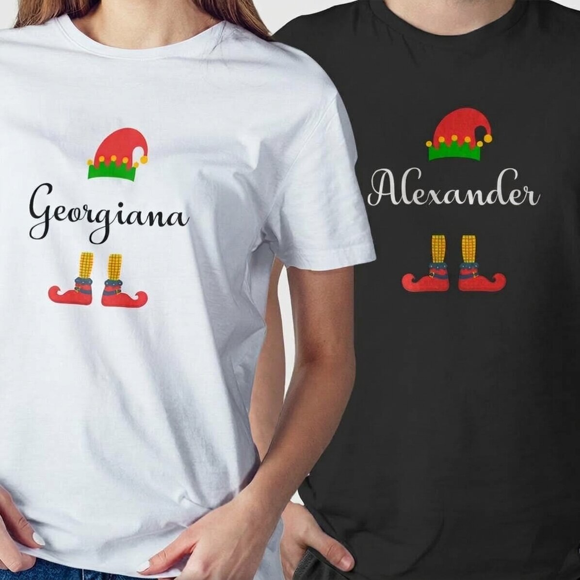 Katoenen T-shirt met gepersonaliseerde tekst - De elf van de Kerstman