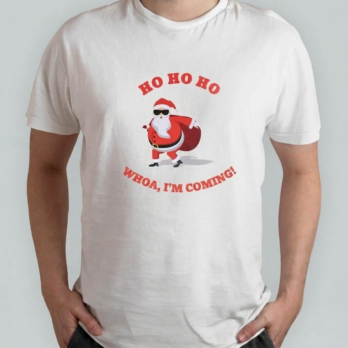 Gepersonaliseerd katoenen T-shirt met tekst - HO HO HO