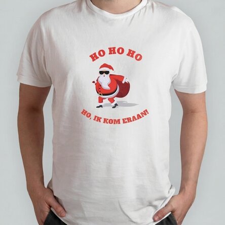 Gepersonaliseerd katoenen T-shirt met tekst - HO HO HO
