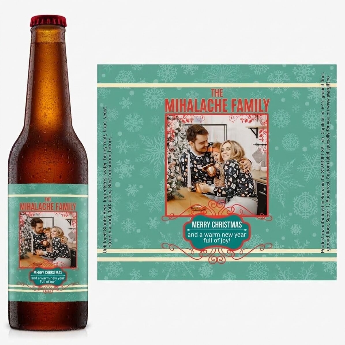 Gepersonaliseerd bier met foto en tekst - Vintage Christmas