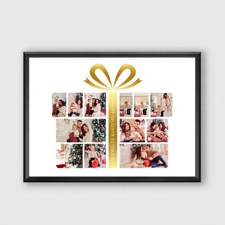 Gepersonaliseerd schilderij met 12 foto's en tekst - Gift Box