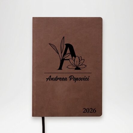 Gepersonaliseerde lederen agenda met tekst - Floral