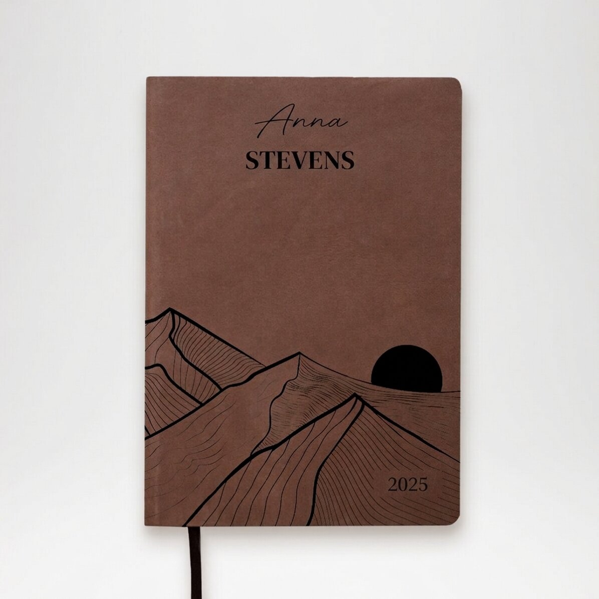 Gepersonaliseerde lederen agenda met tekst - Abstract landschap