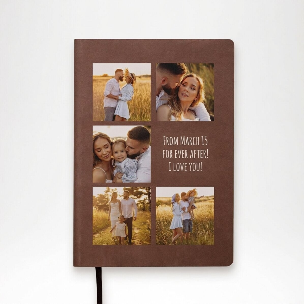 Gepersonaliseerde agenda met 5 foto’s en tekst