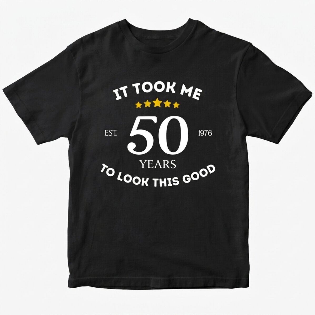 Katoenen T-shirt met gepersonaliseerde tekst - Ik zie er goed uit voor mijn leeftijd