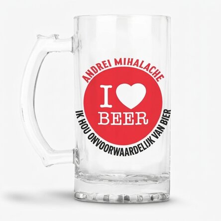 Gepersonaliseerde bierpul met tekst - I love beer