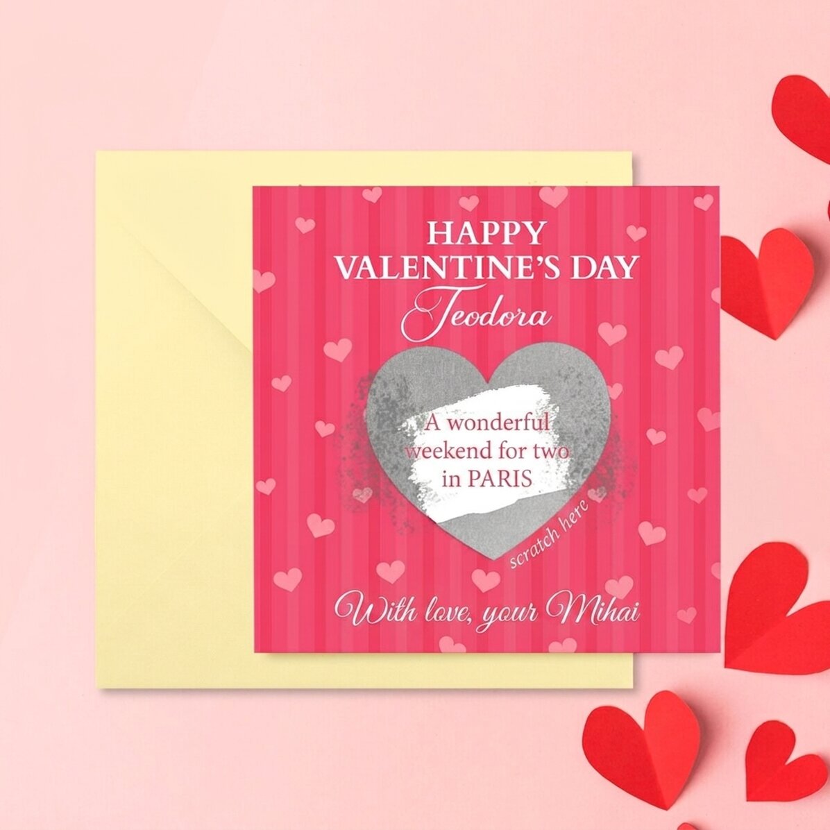 Gepersonaliseerde kraskaart met boodschap - Love