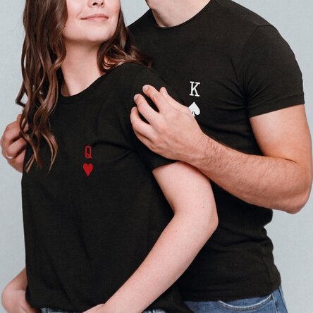 Katoenen T-shirt met initialen - Speelkaarten