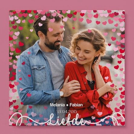 Gepersonaliseerd canvasdoek met een foto en tekst - Liefde