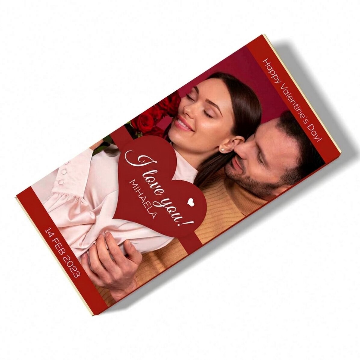 Chocolade met een foto en een persoonlijke boodschap - Ik hou van je