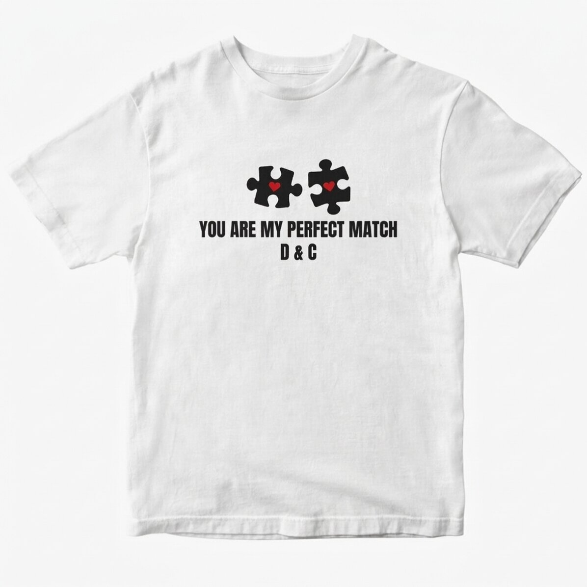 Katoenen T-shirt met gepersonaliseerde tekst - Perfect Match