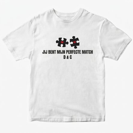 Katoenen T-shirt met gepersonaliseerde tekst - Perfect Match