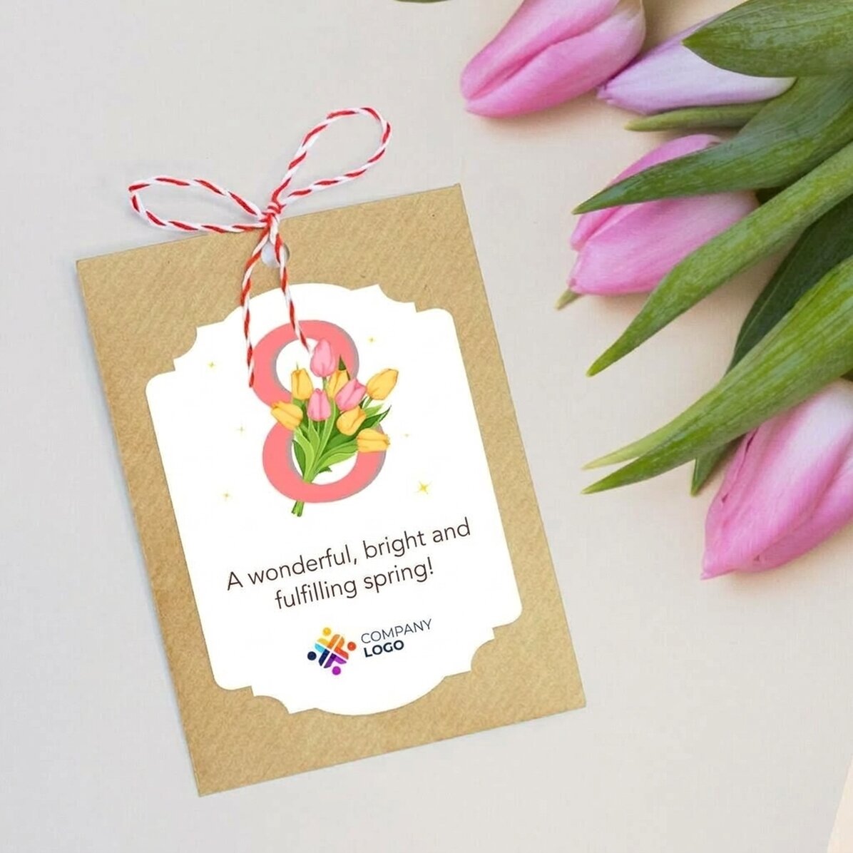 Zakje met bloemzaden, gepersonaliseerd met logo en boodschap - 8 maart