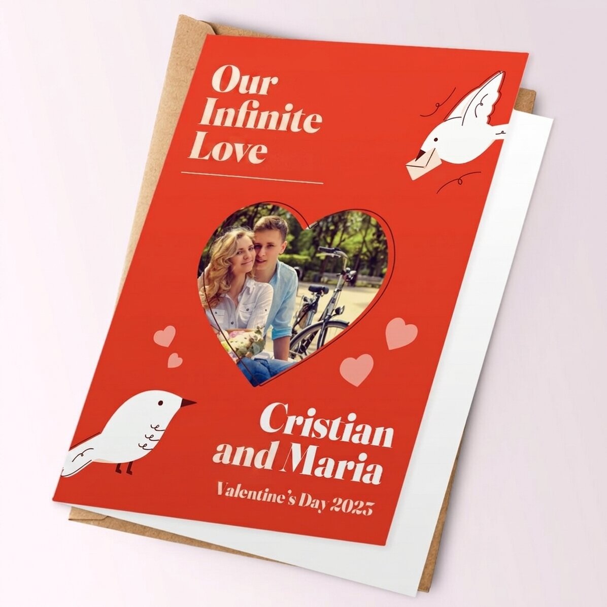 Gepersonaliseerde wenskaart met foto en tekst - Onze oneindige liefde