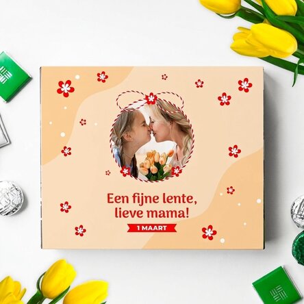 Gepersonaliseerde bonbonnière met foto en boodschap
