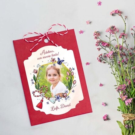 Gepersonaliseerde Martisor om in de grond te planten, met een foto en een boodschap - Floricele