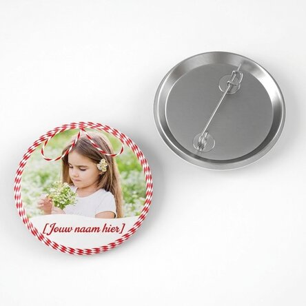 Gepersonaliseerde button met foto en naam