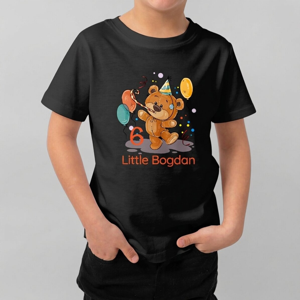Katoenen T-shirt voor kinderen, gepersonaliseerd met tekst - Verjaardag