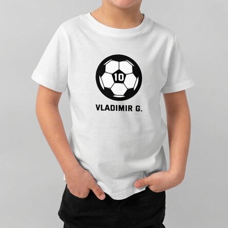 Katoenen T-shirt voor kinderen, gepersonaliseerd met tekst - Voetbal