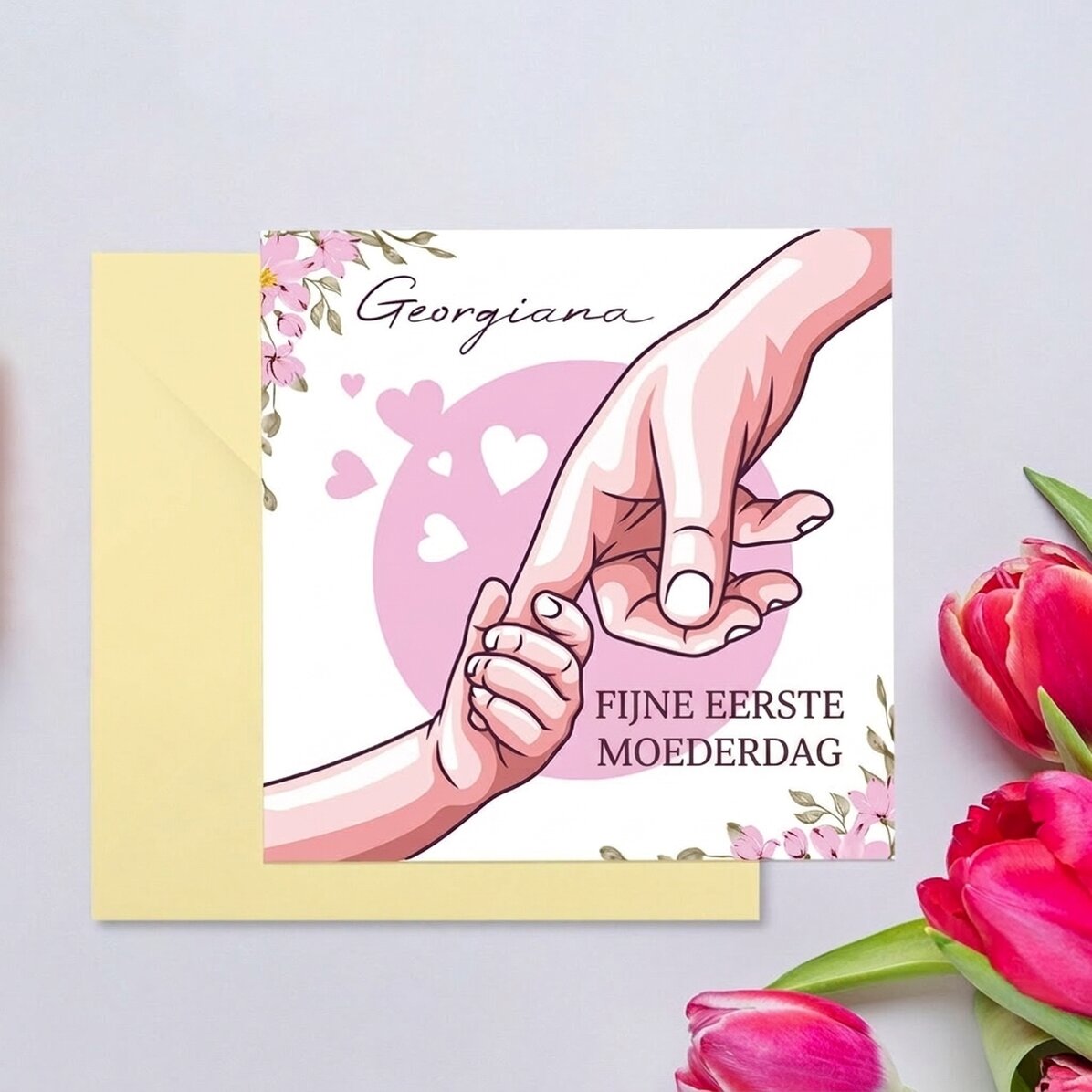 Gepersonaliseerde vierkante kaart met tekst - Mama