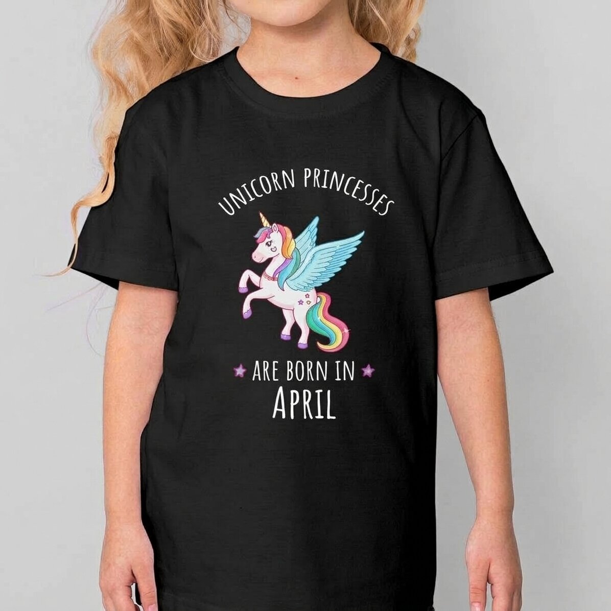 Katoenen T-shirt voor kinderen, gepersonaliseerd met tekst - Eenhoornprinses
