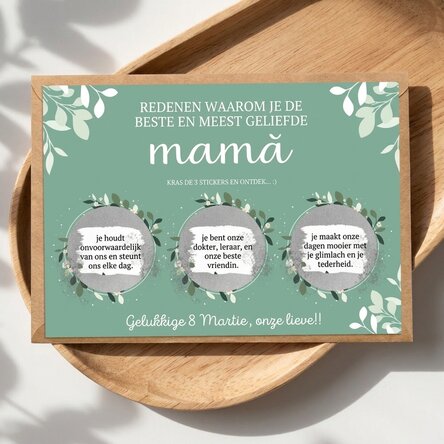 Gepersonaliseerde kraskaart met motieven voor de beste moeder