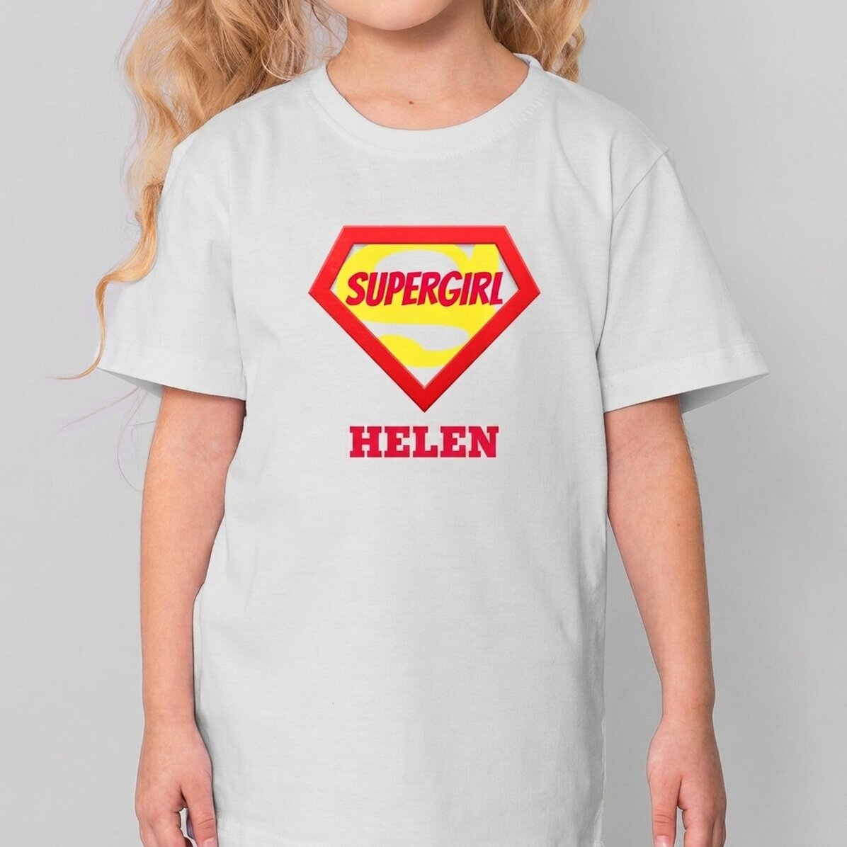 Katoenen T-shirt voor kinderen, gepersonaliseerd met tekst - Superheld