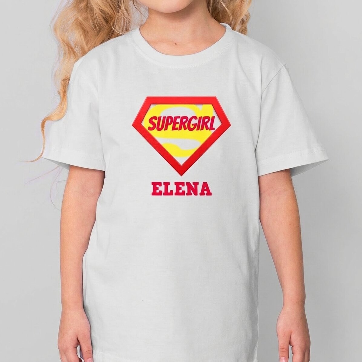 Katoenen T-shirt voor kinderen, gepersonaliseerd met tekst - Superheld