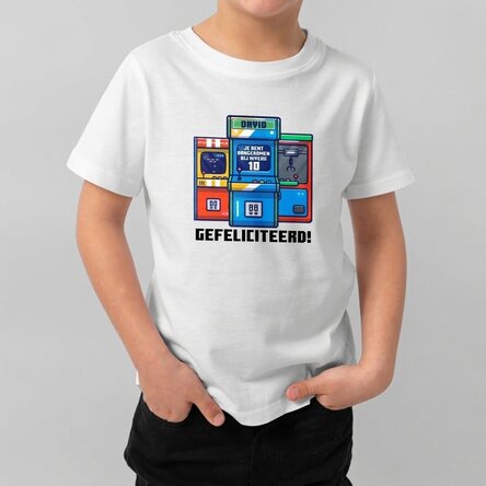 Katoenen T-shirt voor kinderen, gepersonaliseerd met tekst - Gamer-verjaardag
