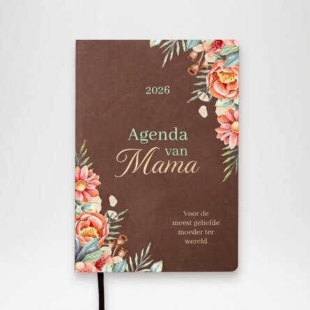 Gepersonaliseerde gekleurde agenda met tekst voor mama