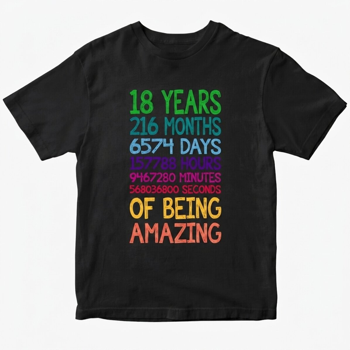 Katoenen T-shirt met gepersonaliseerde tekst - 18 jaar