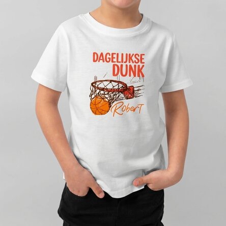 Katoenen T-shirt voor kinderen, gepersonaliseerd met tekst - Basketbal