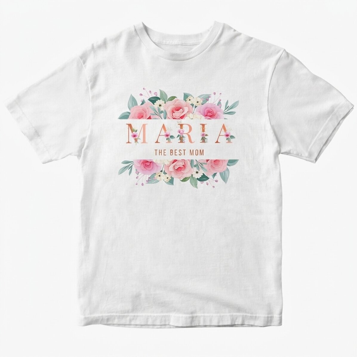 Gepersonaliseerd katoenen T-shirt met bloemmotief - De beste moeder