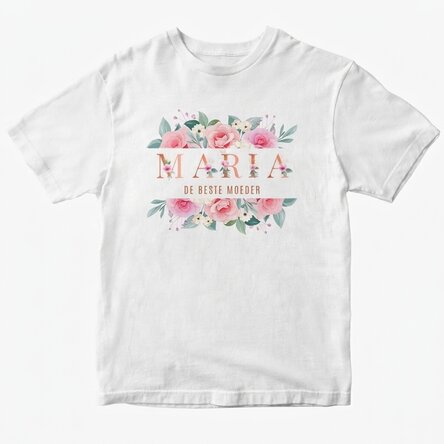 Gepersonaliseerd katoenen T-shirt met bloemmotief - De beste moeder