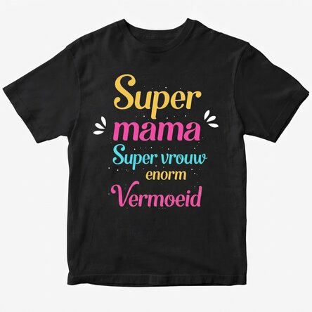 Katoenen T-shirt met gepersonaliseerde tekst - Super Mama