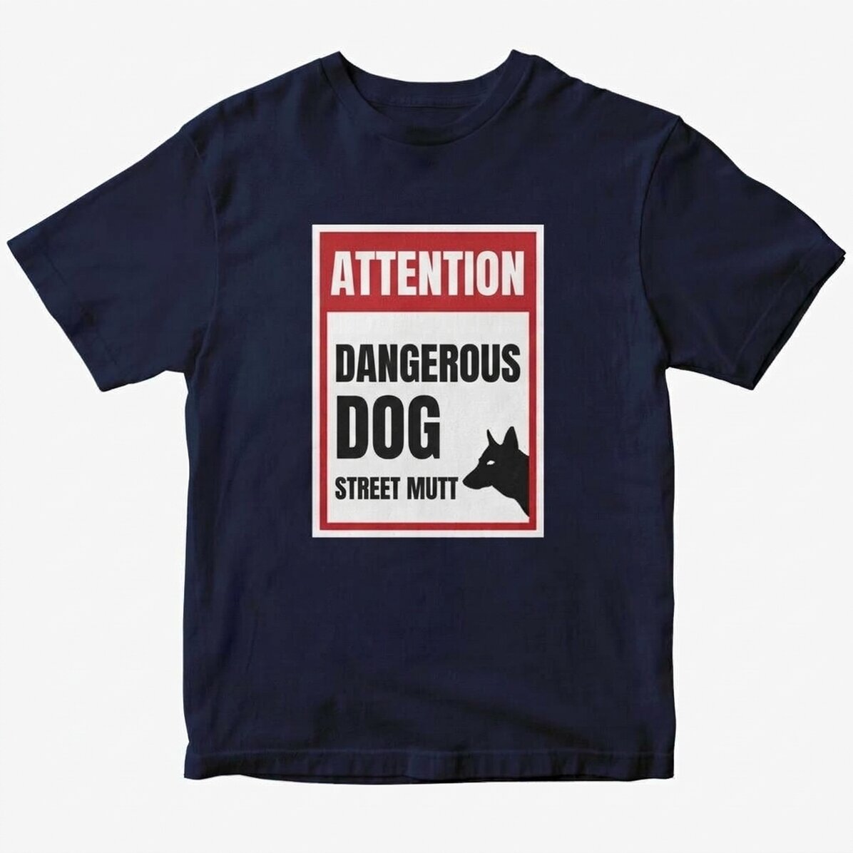 Katoenen T-shirt met gepersonaliseerde tekst - Pas op, gevaarlijke hond!