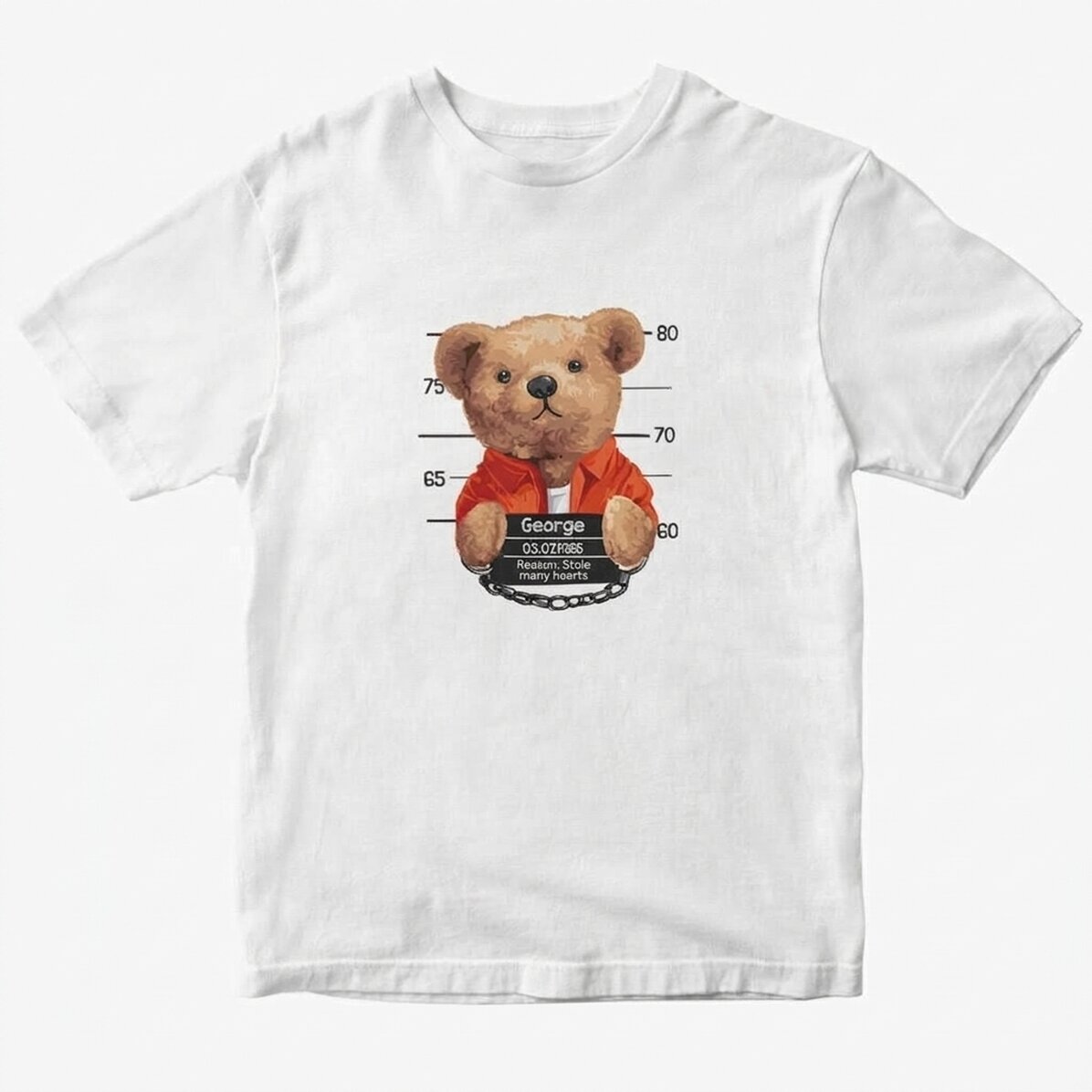 Katoenen T-shirt met gepersonaliseerde tekst - Prison teddy bear