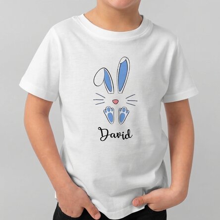Katoenen T-shirt voor kinderen, gepersonaliseerd met naam - Paashaas