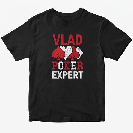 Katoenen T-shirt met gepersonaliseerde tekst - Poker-expert